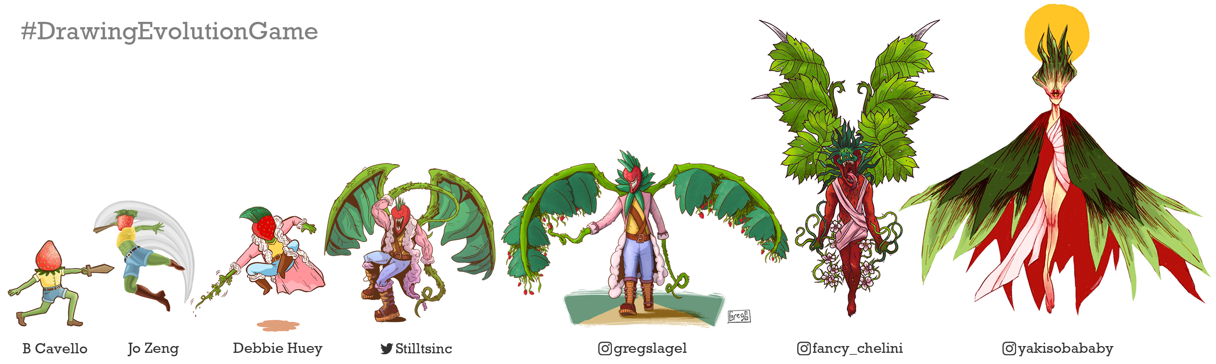 In this branch, the strawberry seed character evolves into a vast and awesome angel with big leafy wings